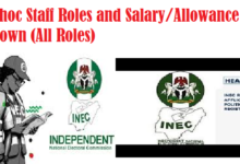 INEC Adhoc Staff Roles and Salary/Allowance Breakdown (All Roles)